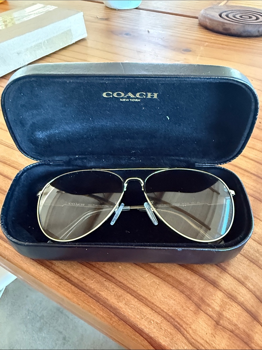 Coach Gold Aviator Sunglasses with Brown Gradient Lenses